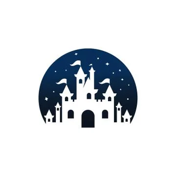 Negative space castle kingdom vector icon Stock Illustration