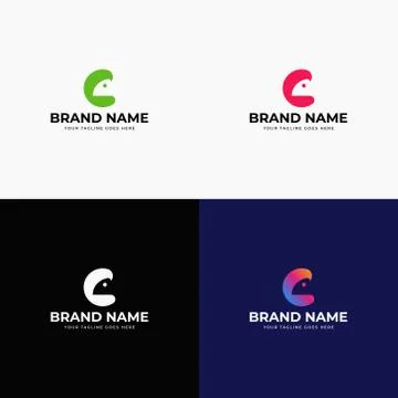 Negative space chameleon logo design template vector illustration. Lizard ani Stock Illustration
