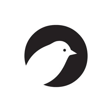 Negative space circle with little bird logo design vector graphic symbol ic.. Stock Illustration