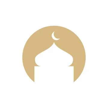 Negative space circle with mosque logo design, vector graphic symbol icon i.. Stock Illustration