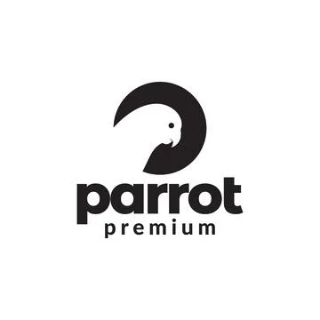 Negative space circle with parrot logo design, vector graphic symbol icon i.. Illustrazione stock