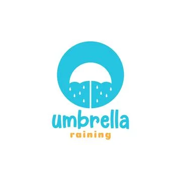 Negative space circle with umbrella rain logo design, vector graphic symbol.. イラスト素材