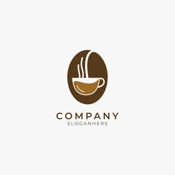 Negative space coffee bean logo icon Stock Illustration