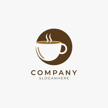 Negative space coffee cup logo icon Stock Illustration