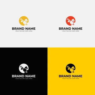 Negative space creative circle bee honey logo design vector concept template  Stock Illustration