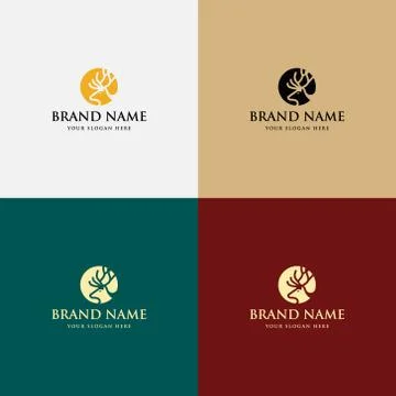 Negative space creative modern line art style minimal deer head logo design c Stock Illustration