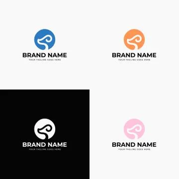 Negative space creative modern line art style minimal dog logo design templat Stock Illustration