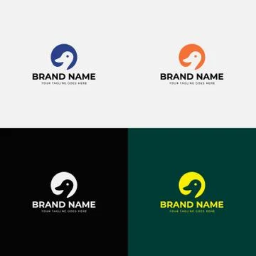 Negative space creative modern line art style minimal duck bird logo design t Stock Illustration