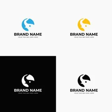 Negative space creative modern line art style minimal elephant logo design te Stock Illustration