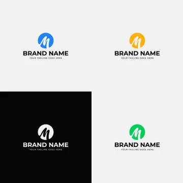 Negative Space Creative Modern Minimal Abstract Initial letter M logo design  Illustrazione stock