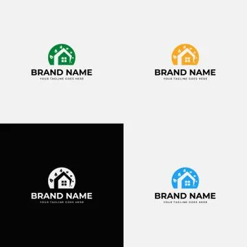 Negative space creative modern simple greenhouse logo design vector template. Stock Illustration