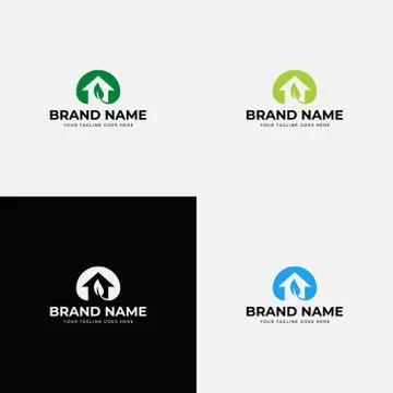 Negative space creative modern simple greenhouse logo design vector template. Stock Illustration