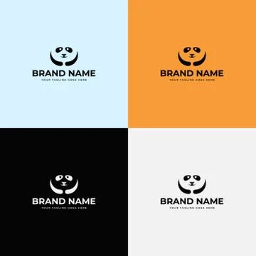 Negative space cute panda bear silhouette Logo design vector template. Stock Illustration