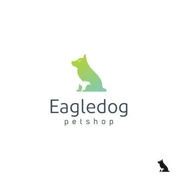Negative space dog with Eagle god for pet shop logo design Stock Illustration