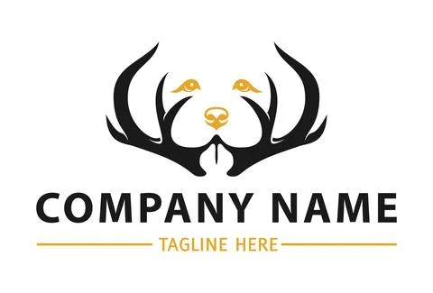 Negative Space Dog Face Branch Logo Design	 Stock Illustration