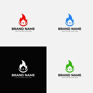 Negative space firehouse modern abstract real estate business logo design tem Stock Illustration