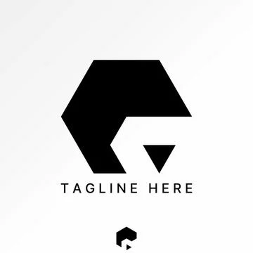 Negative space hexagon like initial C font artistic trendy visual brand style Stock Illustration