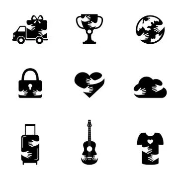 Negative space icons set for various topics. Delivery service, internet Stock Illustration