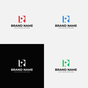 Negative Space Isolated Trendy Creative Modern  Letter r Logo Design Vector T Stock Illustration