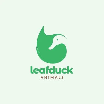 Negative space leaf with duck logo design vector graphic symbol icon illust.. 스톡 일러스트