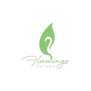 Negative space leaf with flamingo logo design vector graphic symbol icon il.. Stock-Illustration
