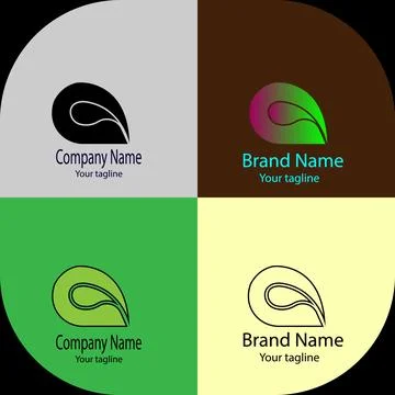 Negative Space Leaf in a Solid Teardrop Illustrazione stock