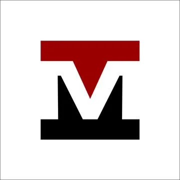 Negative space letter M square logo vector Stock Illustration