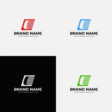 Negative space line creative abstract modern Letter C vector line logo design Stock Illustration