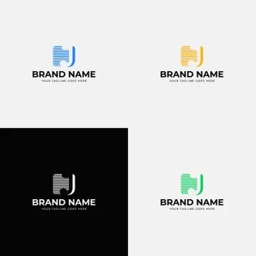 Negative space line Initial Letter J logo icon design template elements for c Stock Illustration