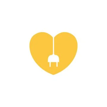 Negative space love with plug logo symbol icon vector graphic design illust.. Stock Illustration