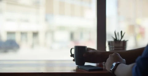 Negative space man drinking coffee Stock Footage 108515147
