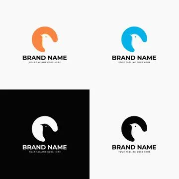 Negative space  minimal bird logo hipster vintage retro vector design concept Stock Illustration