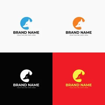 Negative space modern abstract creative fox logo design template vector illus Stock Illustration