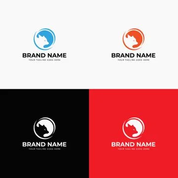 Negative space modern abstract creative line style fox logo design template v Stock Illustration