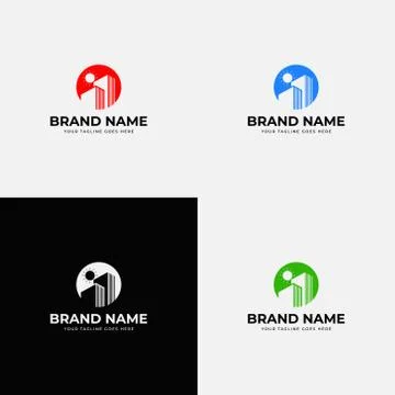 Negative space modern abstract real estate business logo design template vect Stock Illustration