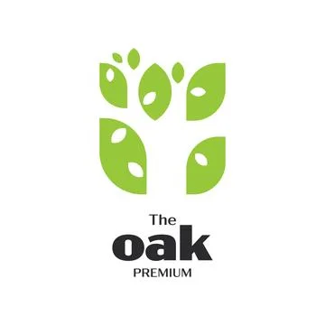 Negative Space Oak logo Stock Illustration