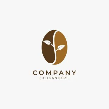Negative space organic coffee bean logo icon Stock Illustration
