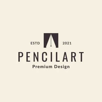 Negative space pen hipster logo design vector graphic symbol icon sign illu.. イラスト素材