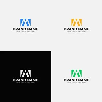 Negative Space Rectangle Creative Modern Minimal Abstract Initial letter M lo Stock Illustration