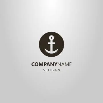 Negative space round simple vector anchor logo Illustrazione stock