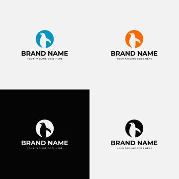 Negative space simple creative abstract penguin bird logo design template vec Stock Illustration