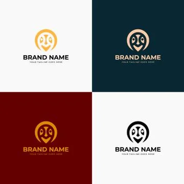 Negative space simple creative modern owl logo and icon design concept. Flat  Stock Illustration