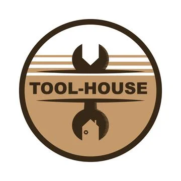 Negative space spanner house logo Stock Illustration