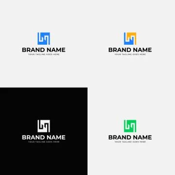 Negative space square Creative Line Abstract modern N letter Logo Design vect Stock Illustration