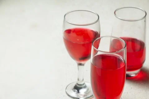 Negative space three wine bottles, tulip glasses Stock Photos
