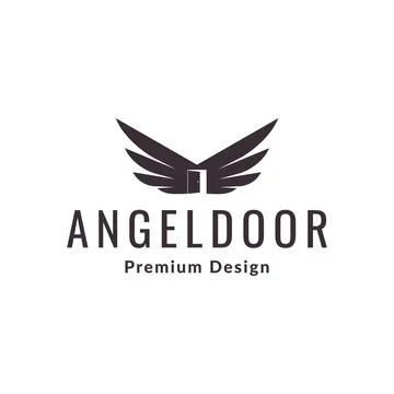 Negative space wings with door logo design vector graphic symbol icon sign .. Illustrazione stock