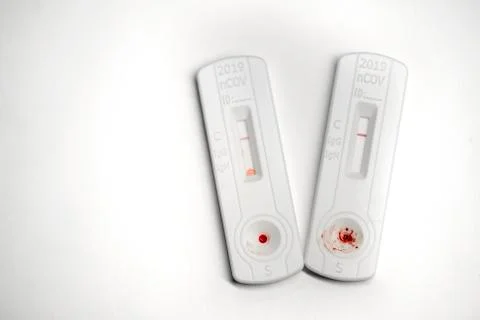Negative test result by using rapid test device for COVID-19 with blood sample Stock Photos