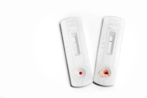 Negative test result by using rapid test device for COVID-19 with blood sample Stock Photos