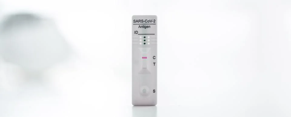 Negative test result by using rapid test device for COVID-19. Stock Photos