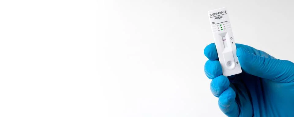 Negative test result by using rapid test device for COVID-19. Stock Photos